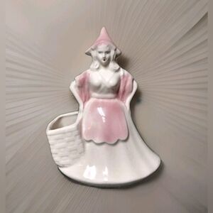 Vintage Brush McCoy 6" Dutch Holland Girl Ceramic Pottery Planter Vase